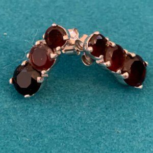 3-Stone Garnet Earrings in Sterling Silver